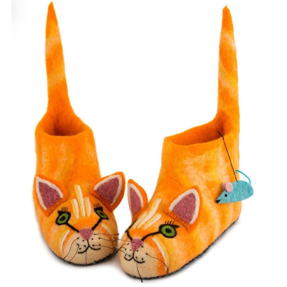 NEW Ginger Cat Wool Slippers